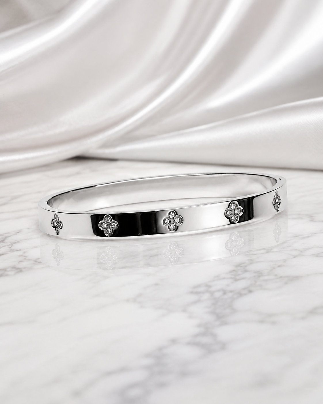 Silver Blossom Bangle